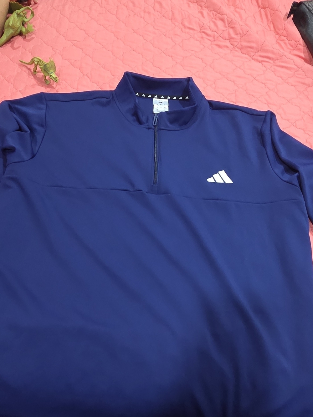 Adidas Navy Quarter-Zip Pullover with White Logo